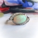 Vintage Opal Diamond Ring Circa 1950's 2.03ct t.w. White Oval Opal Birthstone Cocktail Engagement Ring 14k White Gold