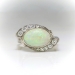 Vintage Opal Diamond Ring Circa 1950's 2.03ct t.w. White Oval Opal Birthstone Cocktail Engagement Ring 14k White Gold