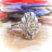 Antique Diamond Cocktail Ring Circa 1920's .76ct. tw. Old Mine Cut Edwardian Statement Engagement Ring 18k White Gold