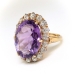 Antique Amethyst Diamond Ring Circa 1900's 6.11ct t.w. Old European Cut Halo Unique Statement Engagement Ring 14k Yellow Gold