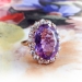 Antique Amethyst Diamond Ring Circa 1900's 6.11ct t.w. Old European Cut Halo Unique Statement Engagement Ring 14k Yellow Gold