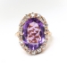 Antique Amethyst Diamond Ring Circa 1900's 6.11ct t.w. Old European Cut Halo Unique Statement Engagement Ring 14k Yellow Gold