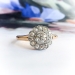 Antique Diamond Engagement Ring .83ct t.w. Circa 1920's Edwardian Old European Cut Floral Halo Wedding Ring 14k Platinum