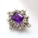 Antique Diamond Amethyst Brooch Circa 1860's 11.07ct t.w. Victorian Old Mine Rose European Cut Pendant Pin Velvet Choker