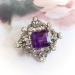 Antique Diamond Amethyst Brooch Circa 1860's 11.07ct t.w. Victorian Old Mine Rose European Cut Pendant Pin Velvet Choker