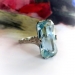 Antique Aquamarine Engagement Ring Circa 1920's 5.96 carat Fancy Radiant Emerald Cut Filigree Hand Engraved Ring 18k White Gold