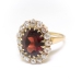 Antique Garnet Diamond Ring Circa 1890's 3.80ct t.w. Oval Old European Cut Halo Engagement Birthstone Ring 14k Yellow Gold