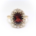 Antique Garnet Diamond Ring Circa 1890's 3.80ct t.w. Oval Old European Cut Halo Engagement Birthstone Ring 14k Yellow Gold