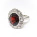 Vintage Garnet Diamond Ring Circa 1940's 6.14ct t.w. Oval January Birthstone Old Single Cut Diamond Halo Ring 14k White Gold