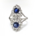 Antique Marcus & Co Circa 1920's Edwardian 1.42ct t.w. Natural Blue Sapphire Diamond Ring Platinum