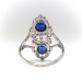 Antique Marcus & Co Circa 1920's Edwardian 1.42ct t.w. Natural Blue Sapphire Diamond Ring Platinum