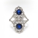 Antique Marcus & Co Circa 1920's Edwardian 1.42ct t.w. Natural Blue Sapphire Diamond Ring Platinum