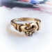 Rare Antique Gimmel Ring Fede Gimmal Circa 1900's Vintage Hands Opening Wedding Ring 10k Yellow Gold Size 8.5