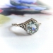 Art Deco Aquamarine Ring Circa 1930's Hexagon .96ct Bezel Set Solitaire Vintage Birthstone Engagement Wedding Filigree Ring 10k White Gold