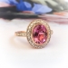 Estate Pink Tourmaline Diamond Halo Ring Circa 1990's 2.27ct t.w. Bead Set Milgrain Unique Birthstone Setting 14k Rose Gold White Gold