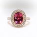 Estate Pink Tourmaline Diamond Halo Ring Circa 1990's 2.27ct t.w. Bead Set Milgrain Unique Birthstone Setting 14k Rose Gold White Gold