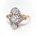 Antique Diamond Ring Circa 1900's .55ct t.w. Old Mine European Rose Cut Diamond Vintage Navette Ring 14k Silver Top