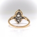 Antique Diamond Ring Circa 1900's .55ct t.w. Old Mine European Rose Cut Diamond Vintage Navette Ring 14k Silver Top