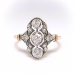 Antique Diamond Ring Circa 1900's .55ct t.w. Old Mine European Rose Cut Diamond Vintage Navette Ring 14k Silver Top