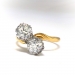 Antique Toi Et Moi White Zircon Bypass Ring Circa 1920's 2.98ct t.w. Old European Cut Unique Engagement Wedding Ring 18k Gold Platinum