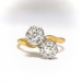 Antique Toi Et Moi White Zircon Bypass Ring Circa 1920's 2.98ct t.w. Old European Cut Unique Engagement Wedding Ring 18k Gold Platinum