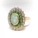 Antique Opal Green Garnet Ring Circa 1900's 2.53ct t.w. Art Nouveau Tsavorite Old European Cut Diamond Halo Unique Ring 14k Yellow Gold