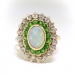 Antique Opal Green Garnet Ring Circa 1900's 2.53ct t.w. Art Nouveau Tsavorite Old European Cut Diamond Halo Unique Ring 14k Yellow Gold