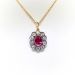 Antique Ruby Diamond Pendant Circa 1900's 2.27ct t.w. Old European Cut Diamond Halo Synthetic Ruby Necklace Charm 18k Silver 14k Chain 16'