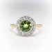 Edwardian Peridot Diamond Ring Circa 1900's 1.42ct t.w. Antique Halo Two Tone Cocktail Birthstone Engagement Ring 18k Yellow Gold Silver