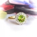 Edwardian Peridot Diamond Ring Circa 1900's 1.42ct t.w. Antique Halo Two Tone Cocktail Birthstone Engagement Ring 18k Yellow Gold Silver