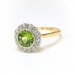 Edwardian Peridot Diamond Ring Circa 1900's 1.42ct t.w. Antique Halo Two Tone Cocktail Birthstone Engagement Ring 18k Yellow Gold Silver