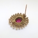 Antique Edwardian Diamond Starburst Brooch Circa 1920's 4.71ct t.w. Old European Rose Cut Synthetic Lab-Created Ruby Pin Pendant 14k Gold