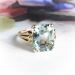 Vintage Emerald Cut Aquamarine Ring Circa 1940's Vintage 5.85ct Cocktail Wedding Engagement Birthstone 14k Yellow Gold Solitaire Ring