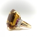 Vintage Citrine Ruby Diamond Cocktail Ring Circa 1940's 39.95ct t.w. Emerald Cut Retro Estate Antique Birthstone Statement Ring 14k Gold