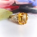 Vintage Citrine Diamond Ring Circa 1990's 2.96ct t.w. Emerald Cut Honey Citrine Birthstone Right Hand Ring Cocktail Statement Ring 14k Gold