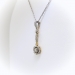 Antique Diamond Drop Pendant Edwardian .23ct t.w. Ribbon Rose Cut Halo Two Tone Vintage Necklace 18k Gold Platinum 17' Inches