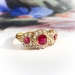 Antique Ruby Diamond Ring Vintage Edwardian 1920's 1.10ct t.w. Three Stone Anniversary Engagement Birthstone Cocktail Ring 18k Yellow Gold