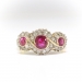 Antique Ruby Diamond Ring Vintage Edwardian 1920's 1.10ct t.w. Three Stone Anniversary Engagement Birthstone Cocktail Ring 18k Yellow Gold