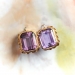 Vintage Amethyst Drop Earrings Circa 1950's Retro 12.26ct t.w. Emerald Cut Purple Chandelier Birthstone Antique Earrings 14k Yellow Gold 