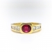 Vintage Ruby Diamond Ring Estate 1980's 1.07ct t.w. Natural Red Ruby Step Cut Diamond Unique Birthstone Engagement Ring 18k Yellow Gold