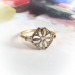 Antique Diamond Cocktail Ring Art Nouveau 1920's .05ct t.w. Old Mine Rose Cut Diamond Two Tone Engagement Wedding Ring 18k Yellow White Gold