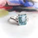 Vintage Aquamarine Diamond Ring Circa 1970's 2.12ct t.w. Emerald Cut Three Stone Bypass Engagement Birthstone Wedding Ring 14K White Gold