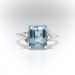 Vintage Aquamarine Diamond Ring Circa 1970's 2.12ct t.w. Emerald Cut Three Stone Bypass Engagement Birthstone Wedding Ring 14K White Gold