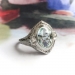 Vintage Aquamarine Diamond Ring 1.94ct t.w. Oval Art Deco 1930's Birthstone Wedding Engagement Filigree Cocktail Ring 10k White Gold