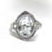 Vintage Aquamarine Diamond Ring 1.94ct t.w. Oval Art Deco 1930's Birthstone Wedding Engagement Filigree Cocktail Ring 10k White Gold