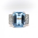 Vintage Aquamarine Diamond Ring Retro 1940's 5.86ct t.w. Emerald Cut Birthstone Wedding Cocktail Engagement Ring 18k Rose Gold Platinum