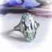 Art Deco Aquamarine Ring Vintage 1930's 3.70ct Oval Solitaire Antique Filigree Engagement Birthstone Ring 18k White Gold