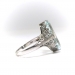 Art Deco Aquamarine Ring Vintage 1930's 3.70ct Oval Solitaire Antique Filigree Engagement Birthstone Ring 18k White Gold