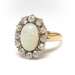 Antique Opal Diamond Ring 1900's Vintage 1.93ct t.w. Natural Opal Old European Cut Diamond Halo Engagement Birthstone Ring 14k Yellow Gold