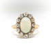 Antique Opal Diamond Ring 1900's Vintage 1.93ct t.w. Natural Opal Old European Cut Diamond Halo Engagement Birthstone Ring 14k Yellow Gold